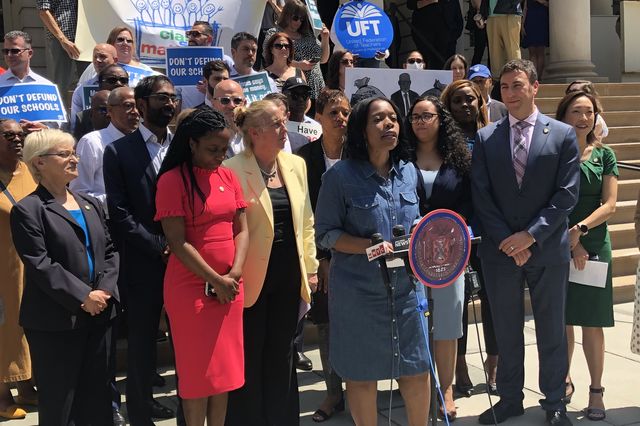 New York City Council Member Rita Joseph, chair of the education committee, joined other council members in calling for the Adams administration to restore funding to NYC schools.